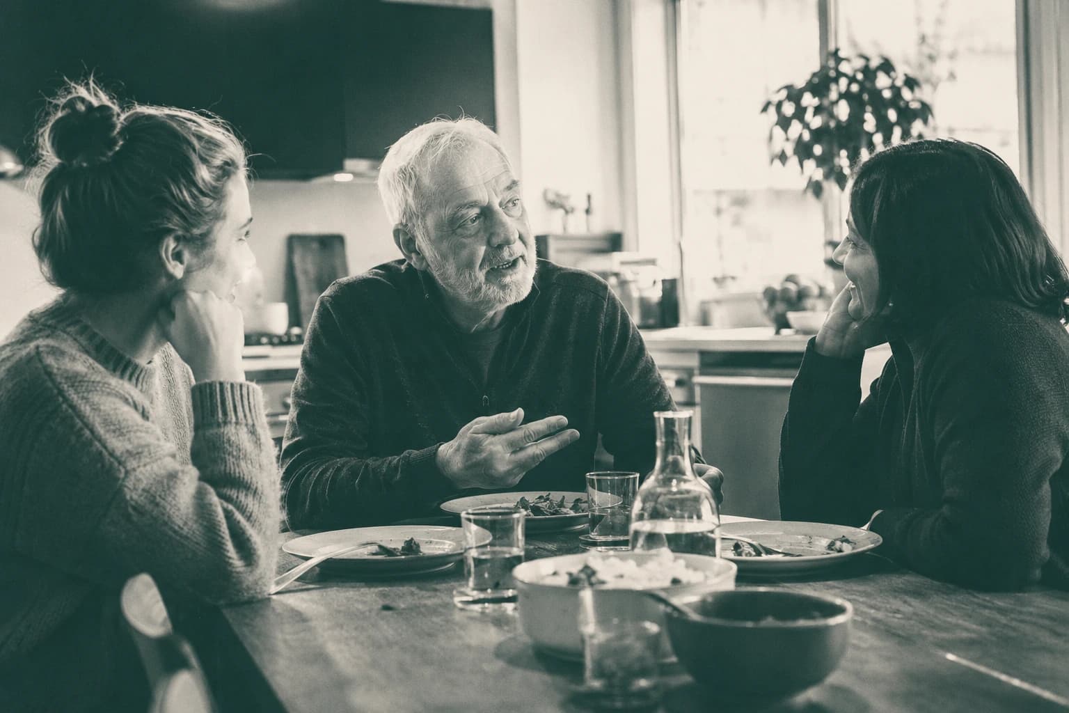 A family together at home, sharing the household budget
